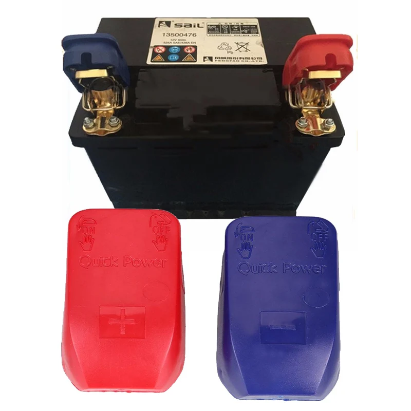

2pcs Quick Release Battery Quick Connect Durable Replacement Battery Terminal Clamp Red Blue Copper