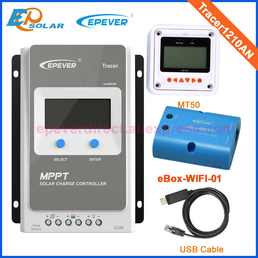 

controller built in lcd display charger solar EPEVER with wifi function USB cable and MT50 Tracer1210AN 10A
