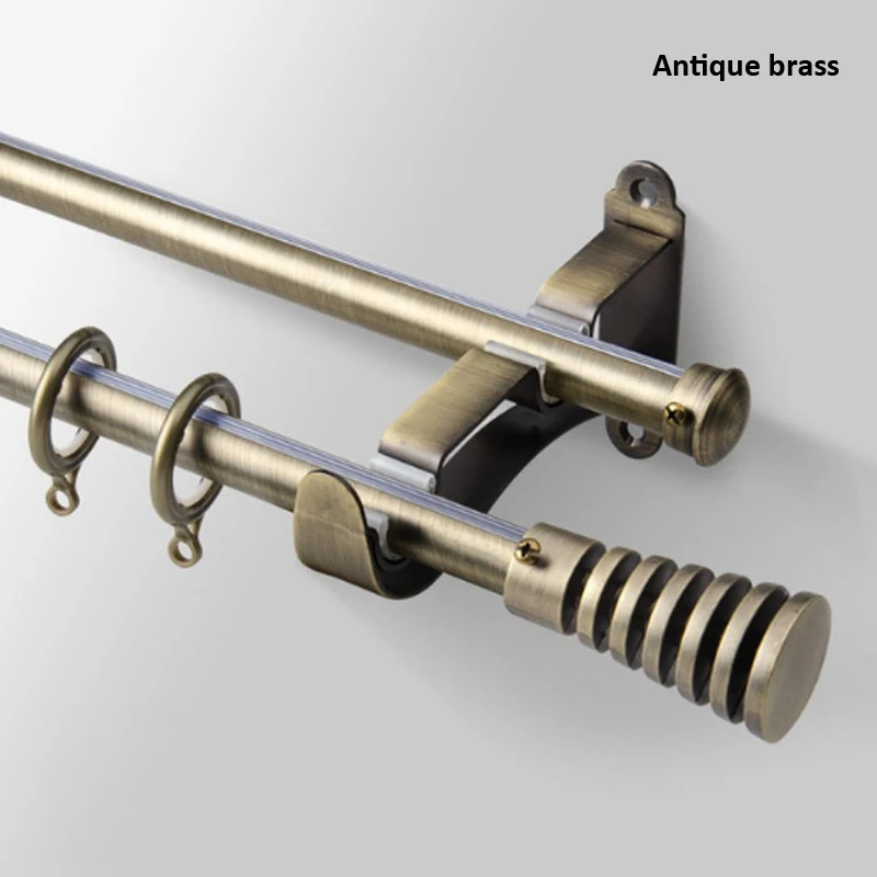 

Quality good loading eco-friendly plated 19+19mm/3"/4+3"/4 diameter Double curtain rod+URN Znic finial& metal brackets