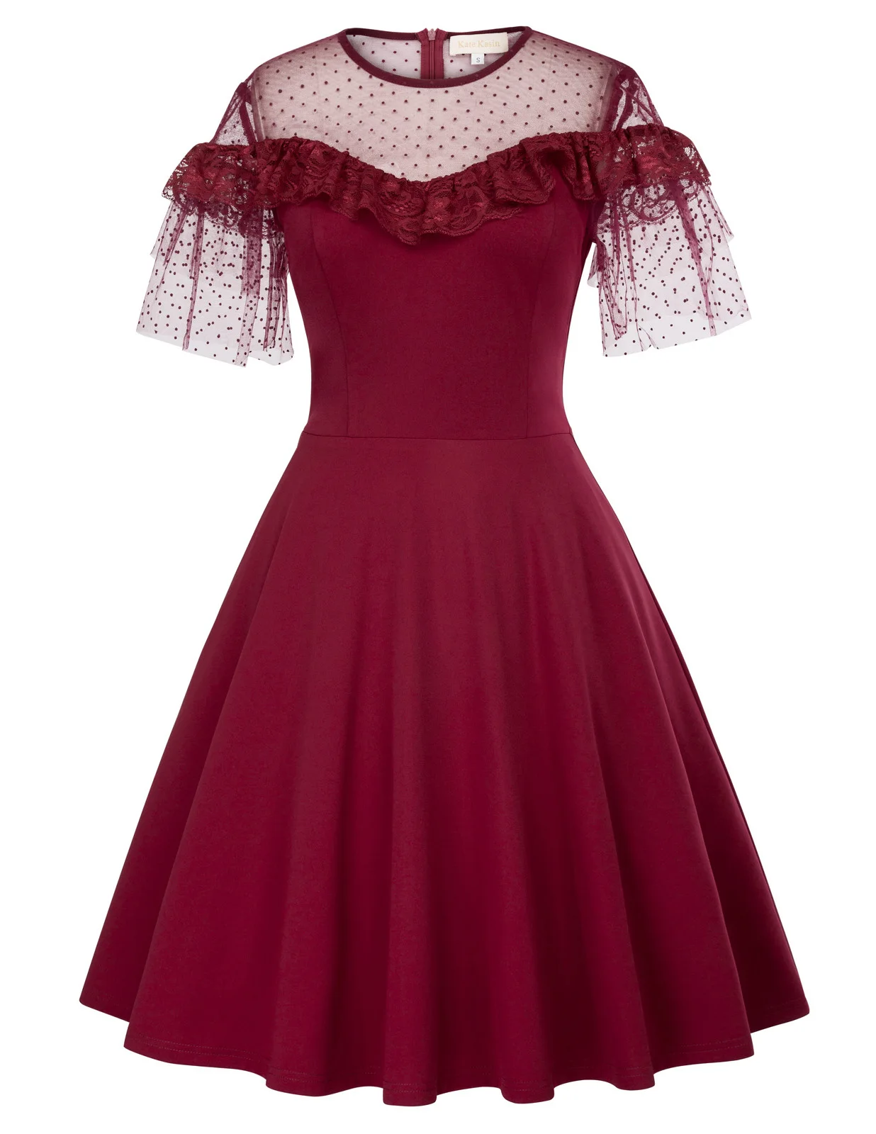 

Kate Kasin Women Plus Size Summer Lace Flare Swing Dress Elegant Fit and Flare A-line Sundress Vestidos Robe Femme 2019