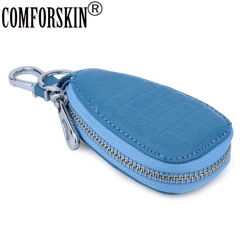 

COMFORSKIN Hot Brand Genuine Leather Plaid Key wallets New Arrivals Multi-function Key Case For Cars Key Wallets Factory Price
