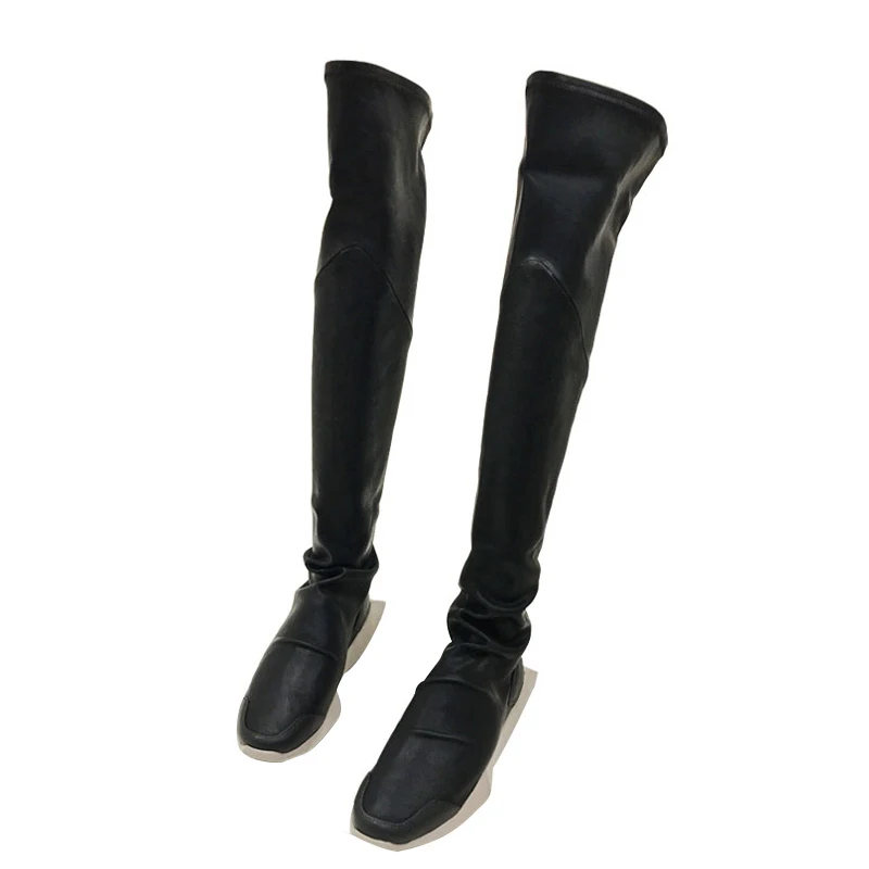 Runway Planos De Delgado Cuero Plataforma Deportivos Motocicleta Mujeres Zapatos Mujer Ocasionales Muslo Otoño Show Botas Invierno As 4qvqxOw