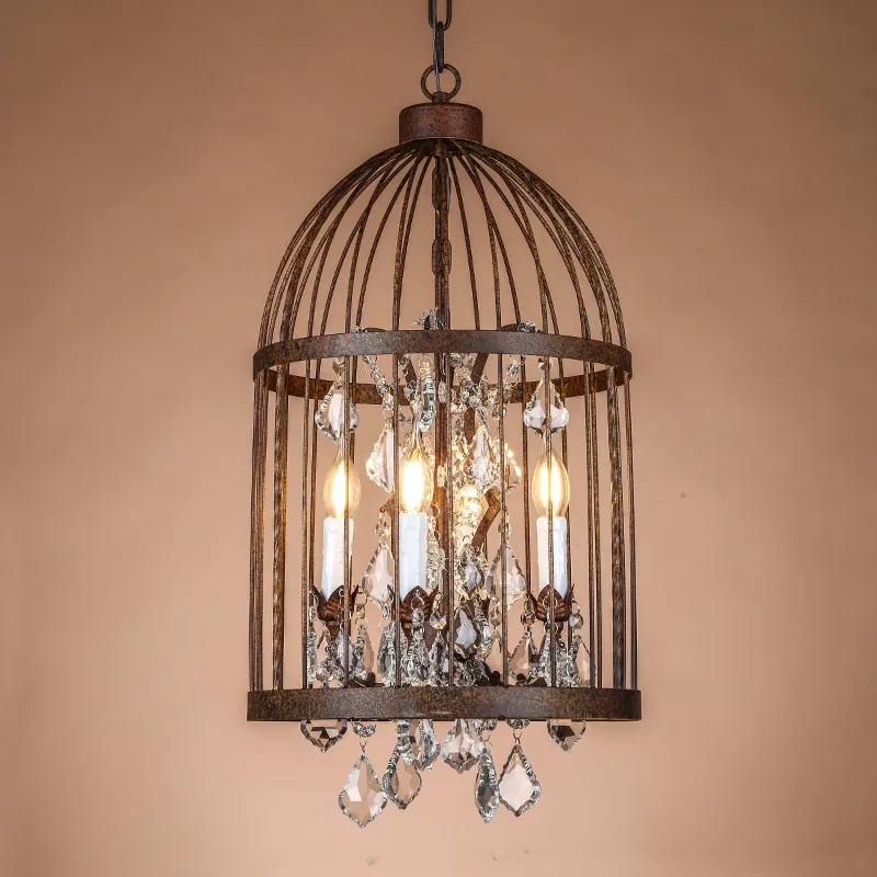 Online Buy Wholesale French Style Chandeliers From China French Retro vintage rust wrought iron cage chandeliers E14/large french empire style crystal chandelier 220V - Online Buy Wholesale French Style Chandeliers From China French