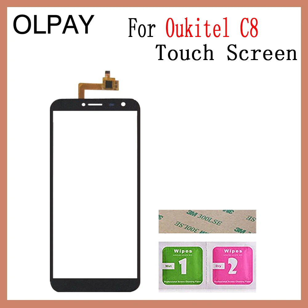 OLPAY 5,5 ''сенсорная стеклянная панель для Oukitel C8 сенсорный экран дигитайзер стекло сенсор инструменты Бесплатный клей+ прозрачные салфетки