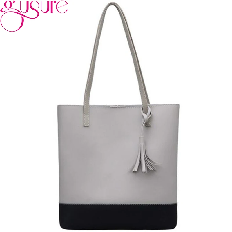 

Gusure PU Leather Shoulder Bags Hit Color Women Bag New Arrivel High Capacity Lady Casual Shopping Handbags Tote Bags