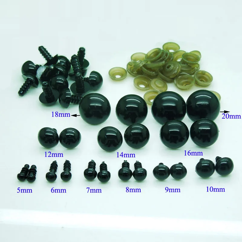 

5-24mm Black Plastic Safety Eyes Handmade Dolls Accessories for Amigurumi or crochet Bear doll Animal Puppet Making