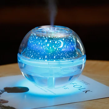 

KAIPUTE 500ml USB Crystal Night Light Projector Air Humidifier Aroma Diffuser Nebulizer LED Night Light Moon Star Lamp