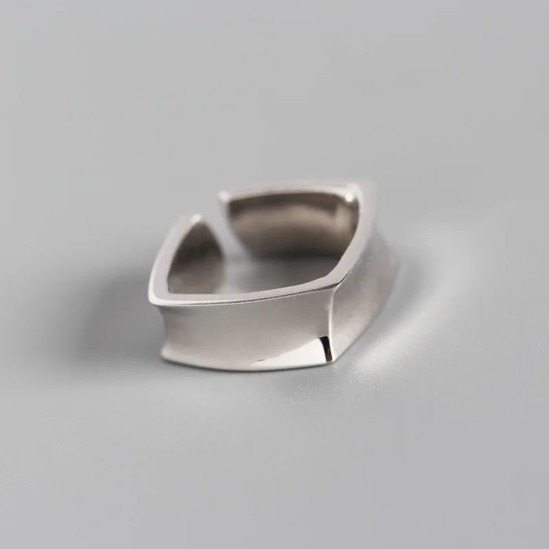 

XIHA Genuine 925 Sterling Silver Ring for Women Punk Geometric Square Resizable Finger Rings Band Personalized Fashion Jewelry