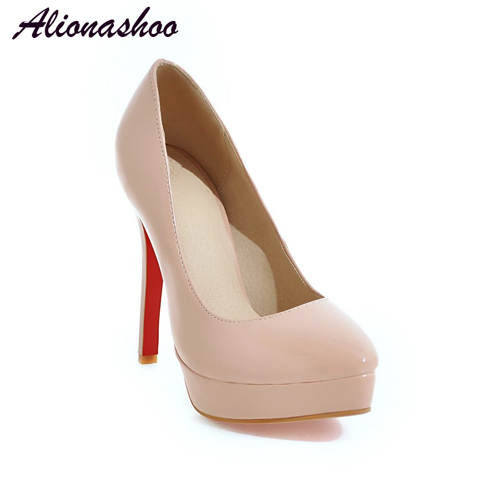 Alionashoo/туфли-лодочки на платформе; женская пикантная обувь на очень высоких каблуках; Свадебная обувь на шпильке красного цвета; женская свадебная обувь для вечеринки размера плюс 34-48