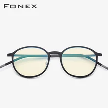 FONEX TR90, анти-синий светильник, очки, оправа для мужчин, защита от радиации, круглые очки для игр, компьютера, очки для женщин, AB02