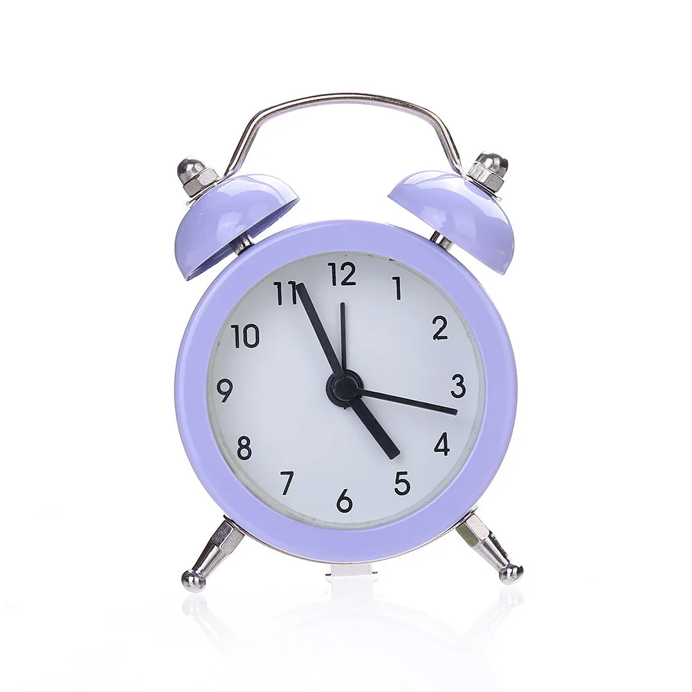 

Mini alarm clock Electronic Round Number Double Bell Desk Table Watch Twin Bell Silent Alloy Stainless Metal Alarm Clock#L5$