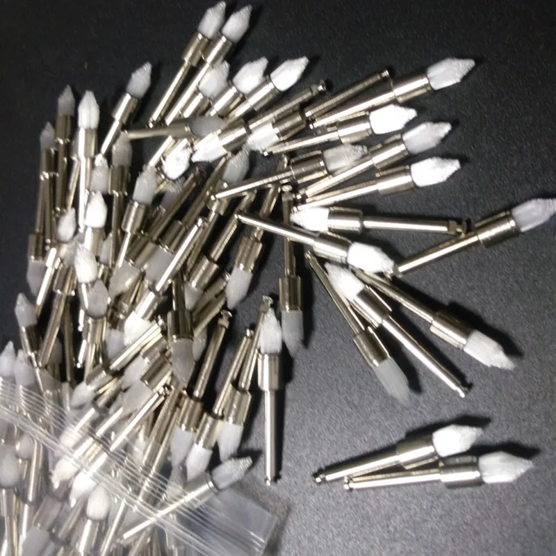 100pcs/Lot Dental lab Polishing Brushes Latch Flat Nylon Tapered Type
