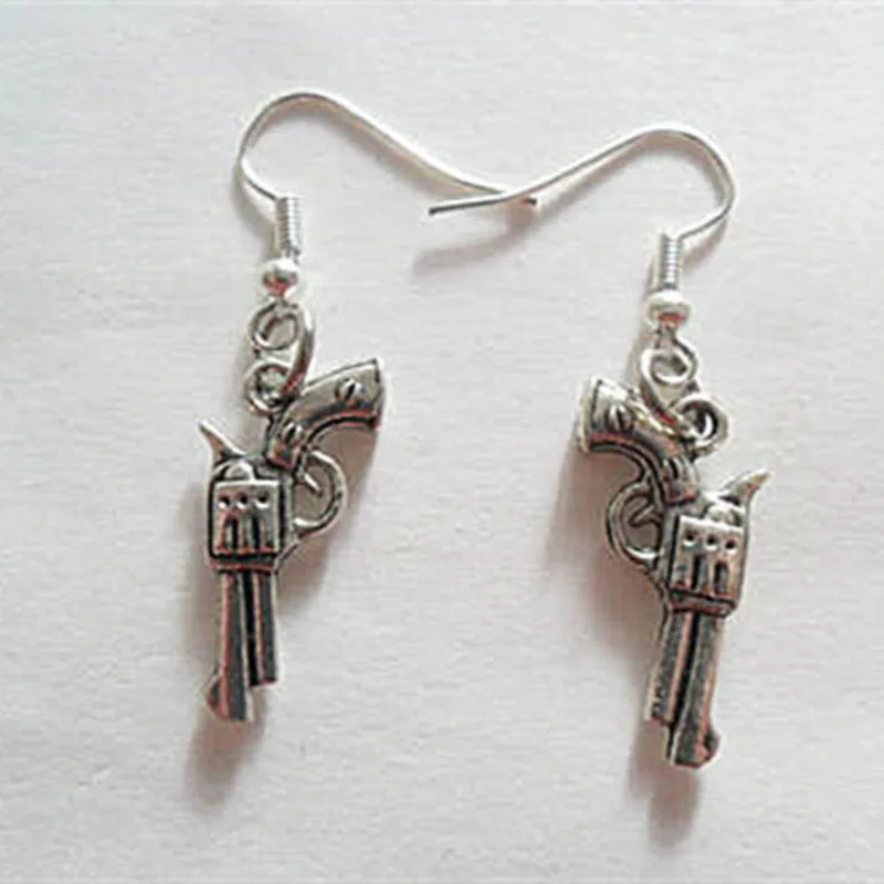 

Supernatural Inspired Devil's Trap Colt Gun Charm Dangle Earrings