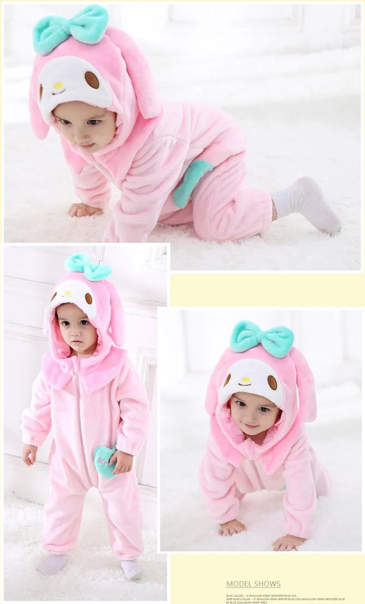 Baby Cartoon Rompers Newborn Hooded Toddler Clothing Boys Girls Minions Animal Jumpsuit Playsuit Costume Flannel Baby Rompers