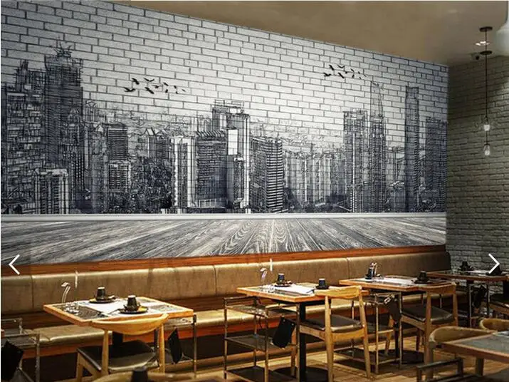 Urban architecture black white hand-painted brick wall 3d background wall painting large fresco paper bedroom study 3D wallpaper Urban architecture black white hand-painted brick wall 3d background wall painting large fresco paper bedroom study 3D wallpaper
