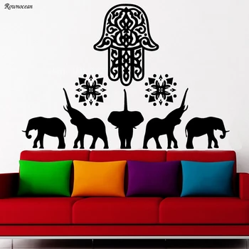 

Elephant Wall Decals Hamsa Fatima Hand Indian Vinyl Sticker Home Decor Z165