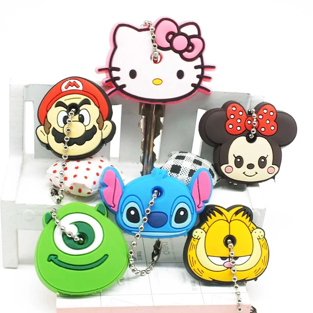 Zoeber 2017 Cartoon cute key cover Anime Minion Hello Kitty Silicone Key chains Funny animal key Holder caps keychain