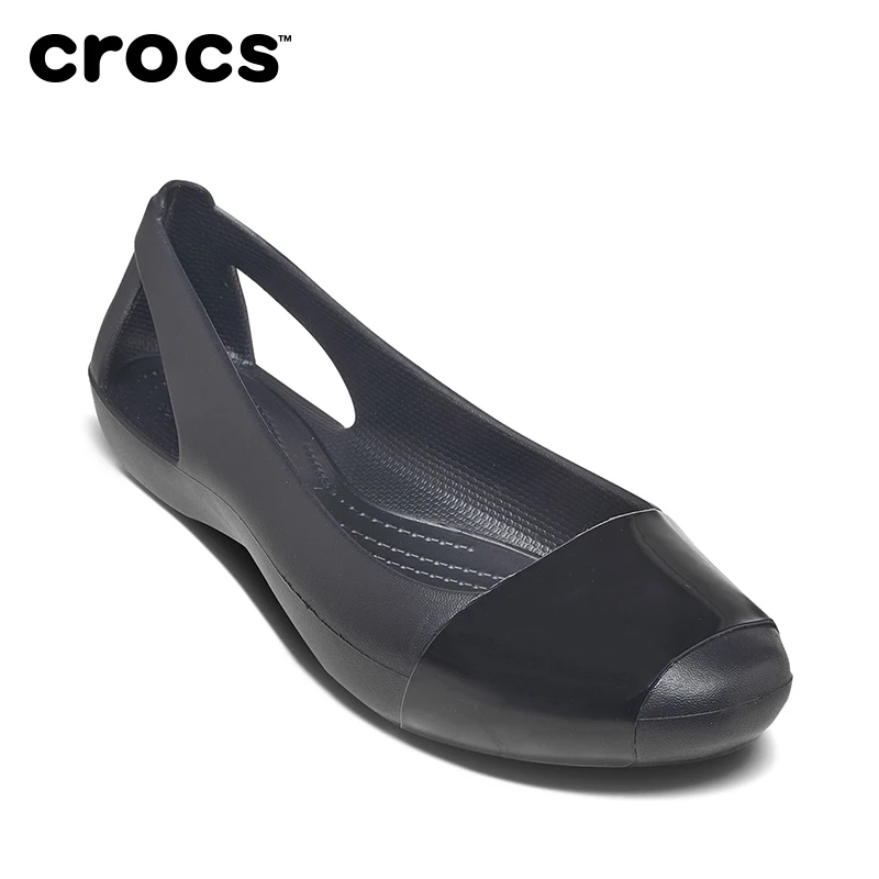 CROCS Spring Summer Women Outdoor Sandals Slip on Wild Flat Shoes for Female Round Toe crocs-shoes Women Black Red