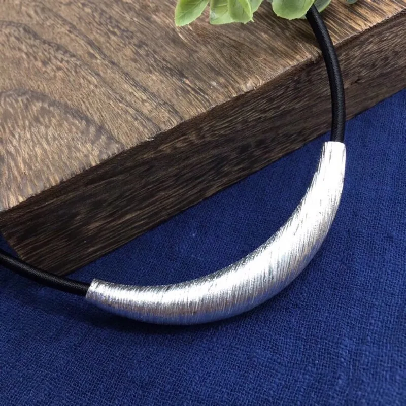 

2019 Sale Choker Necklace Asg S925 Pure Bend Collar Female Personality Exaggerated Manual Pendant Surface Concave And Convex