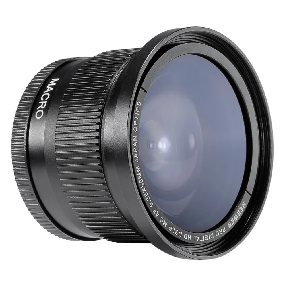 

Neewer 58MM 0.35X Super Fisheye Wide Angle Lens with Lens Cover for Canon Rebel T5i, T4i, T3, T2i, T1i, XTi, XT, XSi, XS, SL1