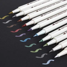 Sta 10 cores lote metálico caneta marcador diy scrapbooking artesanato escova macia caneta marcador de arte para artigos de papelaria material escolar