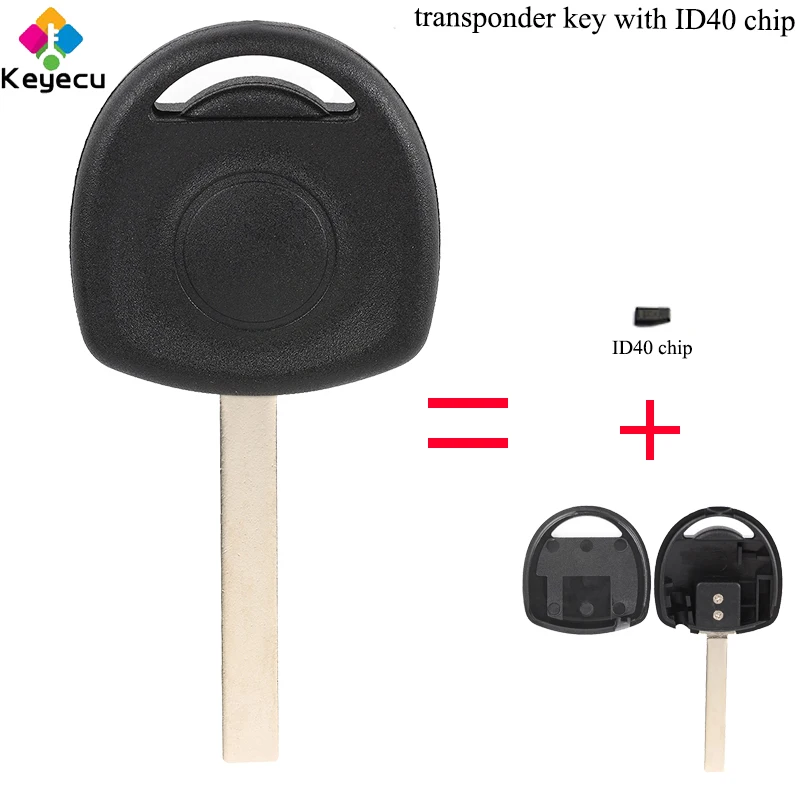 

KEYECU Transponder Ignition Car Key With HU100 Blade & ID40 Chip - FOB for Vauxhall/ Opel Agila Combo Van Corsa C Mervia Tigra B