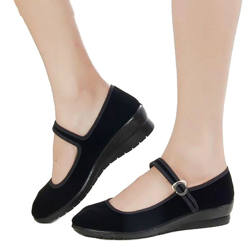 

Dropshipping 2018 Mary Janes Ladies Flats Buckle Strap Comfortable Women Shoes Round Toe Solid Casual Shoes Plus Size Black