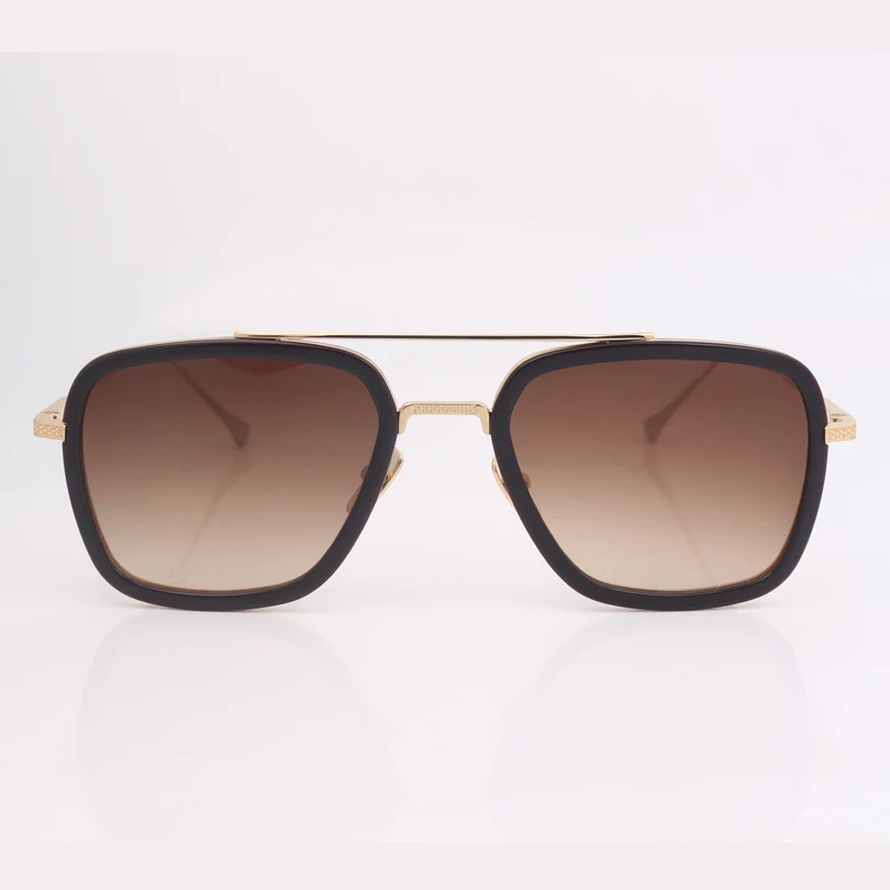 

High quality square frame men sunglasses brown gradient lens tony stark sunglasses