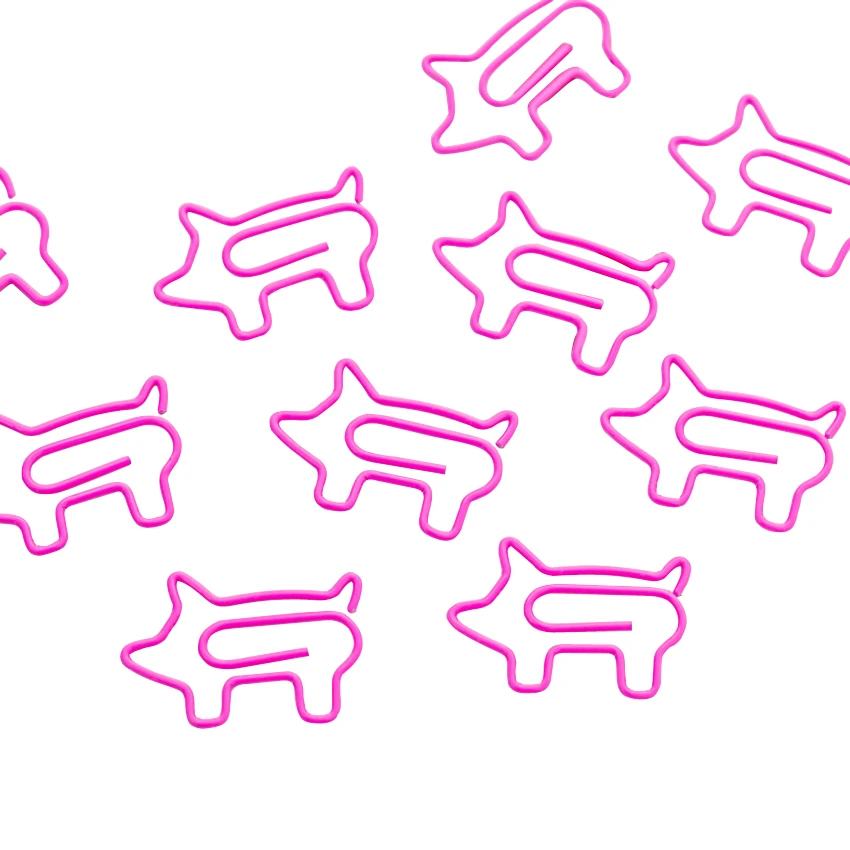 

10pcs/lot Cartoon Pink Pig Special-shaped Paper Clips Metal Material Memo Clip for book School Party Supplies Gift for Kids