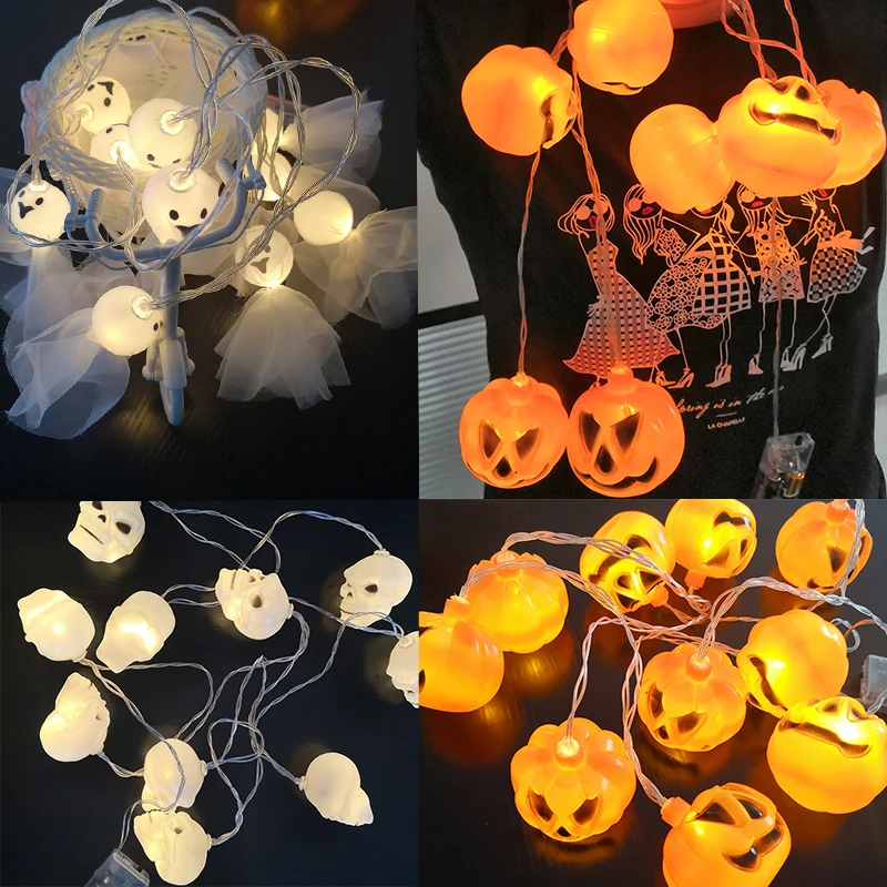 2.1M 10Leds Halloween Decoration LED String Lights Pumpkin Skull Ghost Shape Party Decor Holiday Indoor | Дом и сад