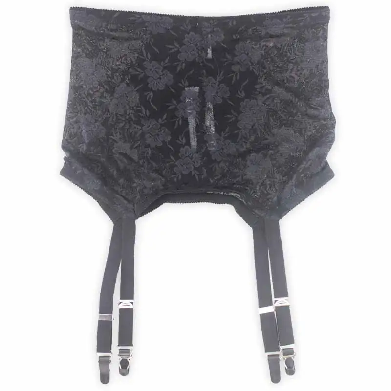 Vogue New Plus/Extra Black High Waist Women/female Sexy Garter Belts for Stockings, Vintage Styles Garters 4 Metal Buckles S503B