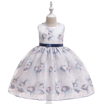 

Girls Clothes Pearl Embroidery light color Wedding Dress Children clothing Kids Party Dress baby Girls Princess dress 5.16