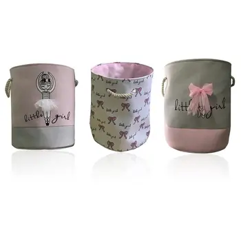 

Pink Ballet Girl Bowknot Decorated Storage Basket Clothing Sundries Holder Organizer Toys Organizer Home Storage & Organization