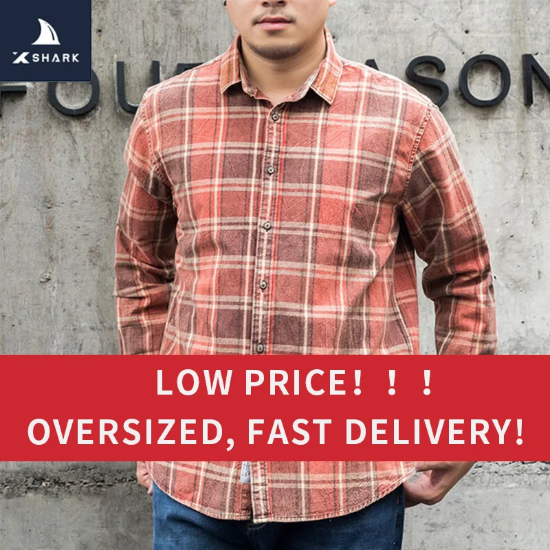 

XSHARK Brand Men Plaid Shirt Flannel Slim Fit Men Long Sleeve Shirt 2019 Spring Autumn Casual Soft Comfort Styles Man Clothes