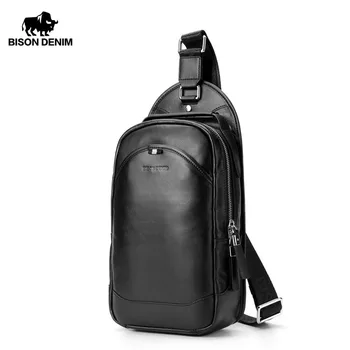 

BISON DENIM Fashion Genuine Leather Men Chest Bag Cowskin Shoulder Bag Brand Male Messenger Bag Small Bags N2271