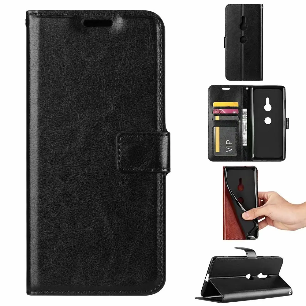 1 шт./лот кожаный чехол-бумажник Crazy Horse для Sony XZ3 XA2 Plus | Мобильные телефоны и