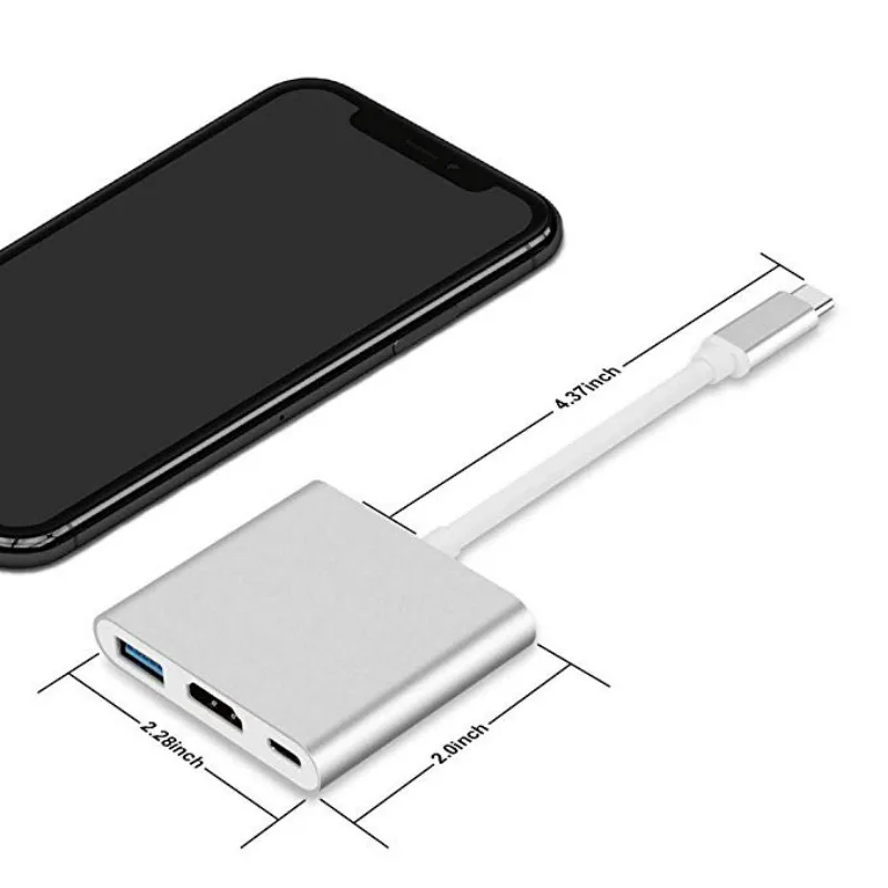 USB C концентратор к HDMI адаптер Тип C USB 3,1 хаб USB-C к USB3.0/HDMI/VGA/PD Зарядное устройство адаптер для нового Macbook pro Тип-c USB hub