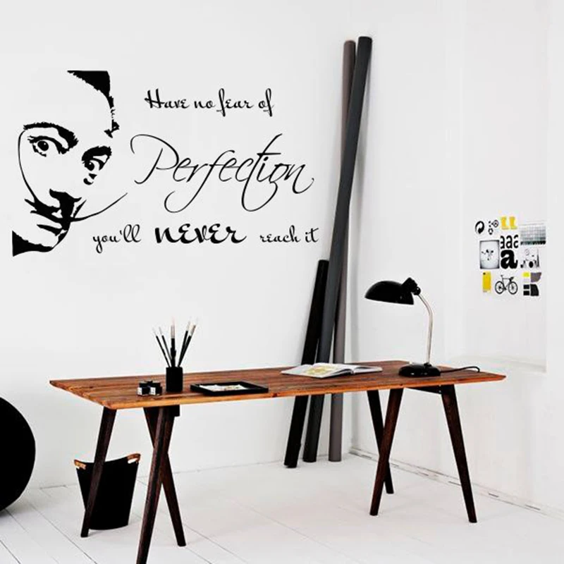 

Salvador Dali Quote Vinyl Wall Decal Have No Fear Of Perfection You Will Never Reach It Sticker LivingRoom Bedroom Decor W226