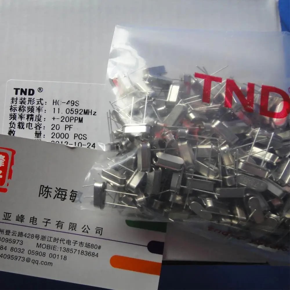 

Free Delivery.Original TND crystal 11.0592MHZ HC-49S package + -20PPM 20PF a package 200