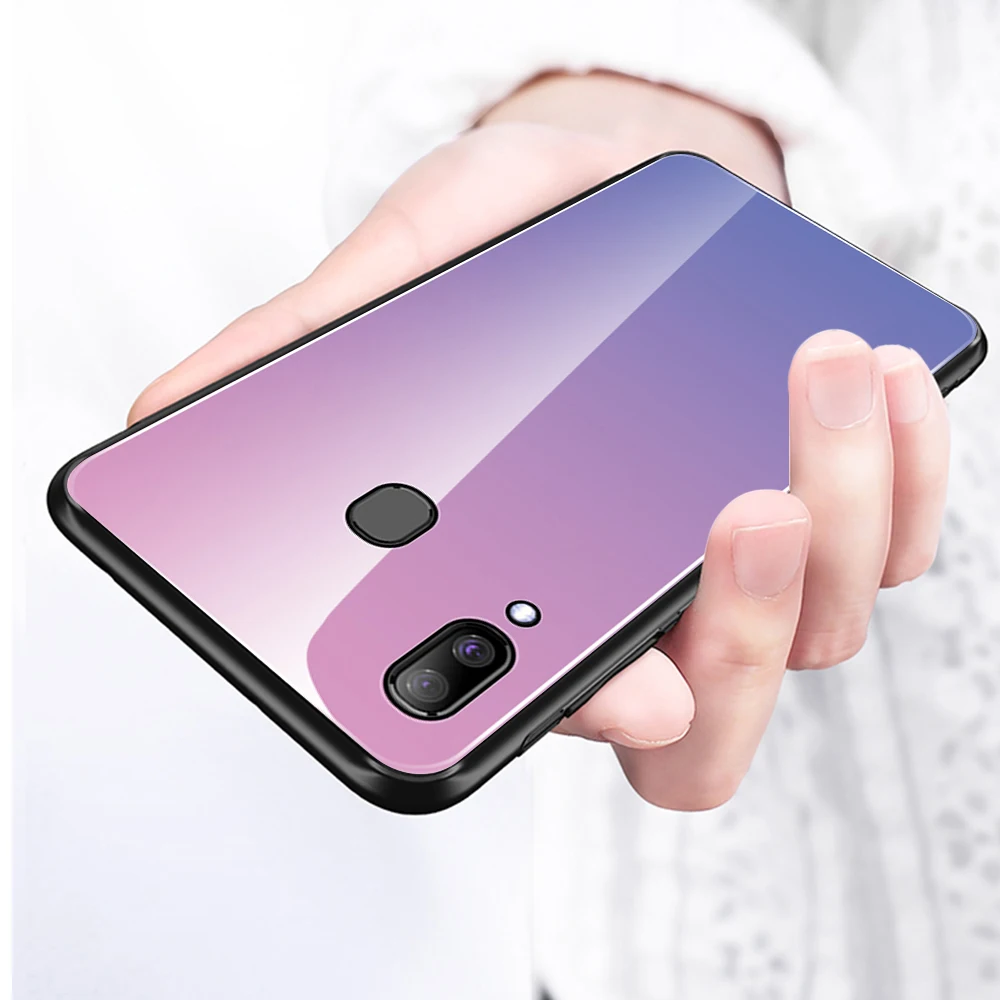 

Gradient Tempered Glass Case For Samsung Galaxy A50 Silicone Case Back Cover Soft Edge TPU Coque For Galaxy A30 A10 50A 30A 10A