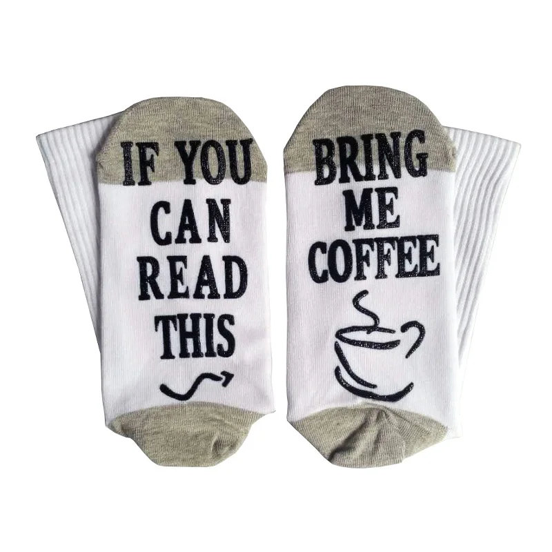 1 пара забавных носков унисекс, стильные носки с буквенным принтом «Если вы можете прочесть это, Bring Me coffee», хлопковые носки на День святого Валентина для мужчин и женщин