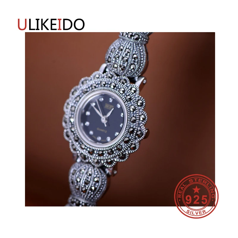 

100% Pure 925 Sterling Silver Watch Men Fashion Hand Chain For Women Thai Silver Jewelry Charm Bracelet Homme 1503