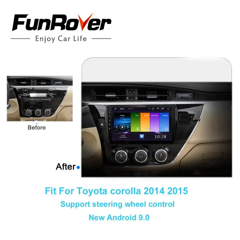 Perfect FUNROVER Android 9.0 2.5D+IPS Car DVD multimedia player For Toyota Corolla E180 2013-2016 car radio navigation video player car 1