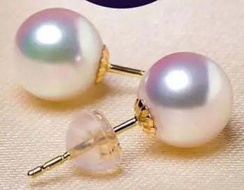 

charming pair of AAA 10-11mm round white pearl earring