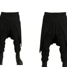 Мужская одежда GD стилист волос мода Ложные две повседневные юбки брюки ботинки брюки Брюки Большие размеры костюмы 27-44