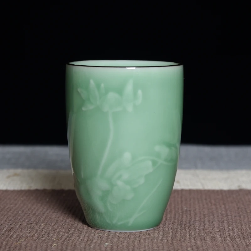 280 мл Longquan Celadon Master Cup чайная церемония посуда чайная посуда художественный узор Декор чашки кружка для воды эспрессо кофе молоко кружки подарок - Цвет: A