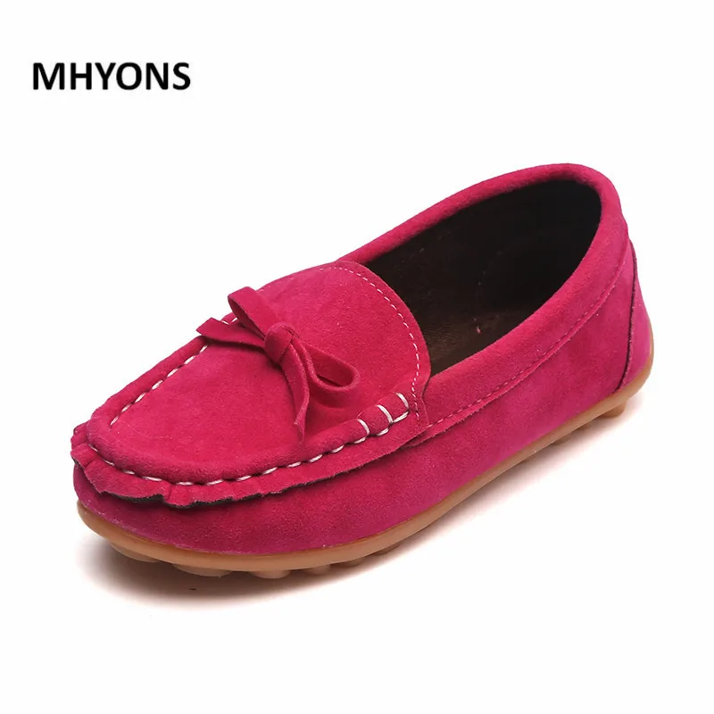 MHYONS/; обувь для мальчиков и девочек; Детские повседневные кроссовки; модные детские кожаные лоферы с мягкой подошвой; детская обувь без шнуровки; Мокасины - Цвет: rose red