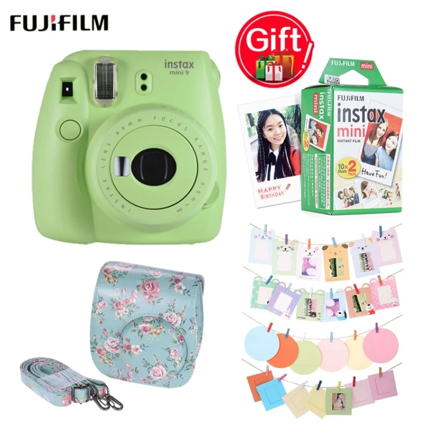 Fujifilm Instax Mini 9 камера+ 20 листов мини 8 9 мгновенная пленка+ 32 шт. аксессуары для камеры+ мини 8 9 чехол для камеры Instax - Цвет: Green