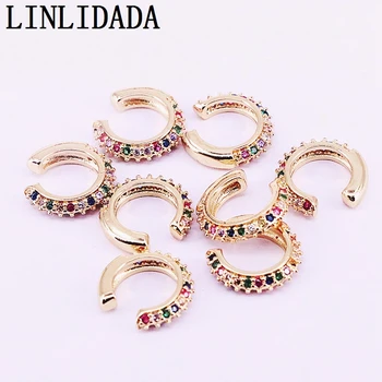 

6Pairs Women cuff earring with gold filled cz rainbow cubic zirconia wedding party fashion jewelry