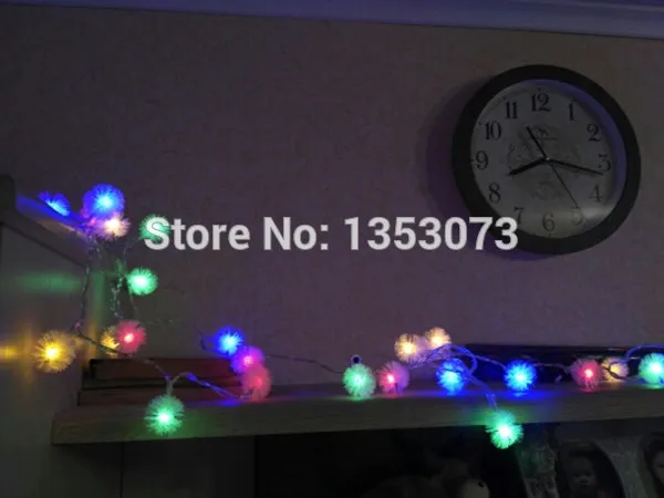 YIYANG AA батарея Snowball светодиодные Струнные Феи 2 м 20 светодиодов помпон для Holiday Lighting Xmas garland string led twinkle light Colorful Snowflake Lawn Christmas wedding led lights decoration 1-1